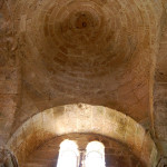 The dome and the mullioned window above the apse of the church of San Giovanni di Sinis.